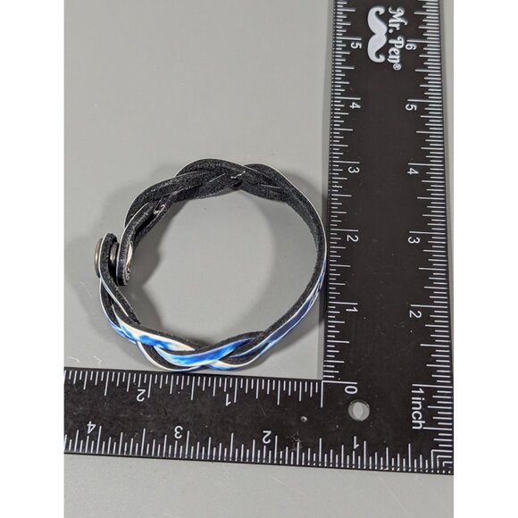 Leather Treaty Blue Tye Dye Mommy Braided Snap Cuff Bracelet 7" - Picture 5 of 5